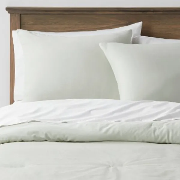 Full/Queen Washed Cotton Sateen Comforter and Sham Set Sage - Threshold™