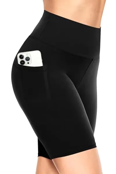 TNNZEET Biker Shorts for Women - 8" High Waisted Tummy Control Spandex Workout Yoga Shorts with Pockets