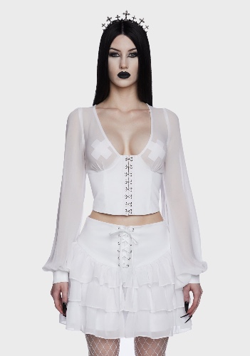 Pleasing Terrors Chiffon Blouse - White | WHITE / X-Small