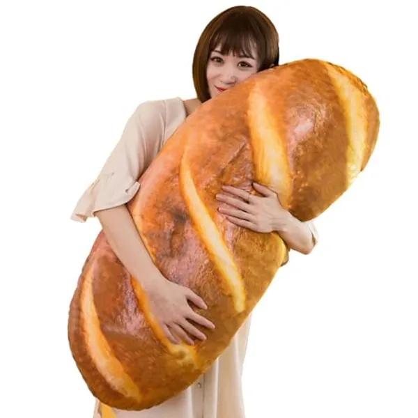 Levenkeness 3D Simulation Bread Shape Plush Pillow,Soft Butter Toast Bread Food Cushion Stuffed Toy for Home Decor 31.4"
