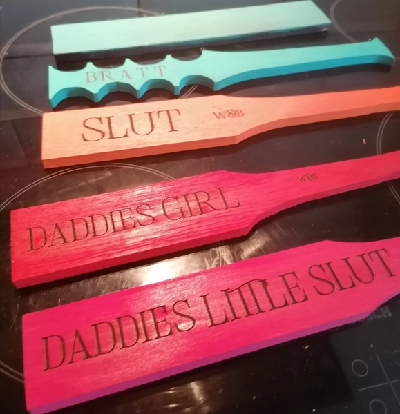 Wolf & Bratt , Hand made wooden spanking paddles , BDSM, Leather pet play, PERSONALISED PADDLES.