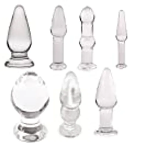 7 Types Set Anal Plug Butt Sex New Top Unique Design Sex Toy Adult Products Crystal Glass Transparent Calabash Shaped Anal Butt Plug Stimulate