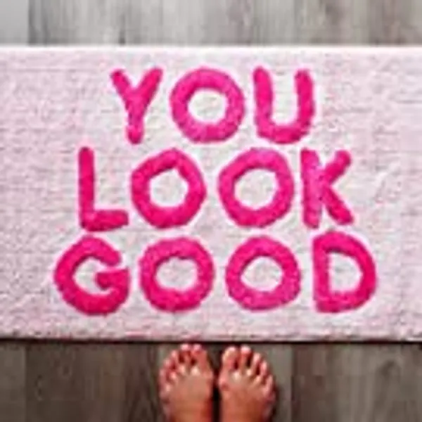You Look Good Bath Mat Light Pink Blush Hot Pink Cute Bathroom Rugs for Girls Hello Gorgeous Peach Coral Beautiful Funny Shower Fun Bathroom Decor Non-Slip Washable Kids Women