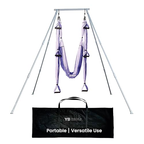 Yoga Trapeze Versatile Fitness Yoga Stand for Home & Outdoor | Easy 5-Min Setup | Supports Yoga Aerial Silks, Swings, Hammocks, Olympic Rings | Stable Solid Aluminum Supports Max 600lbs