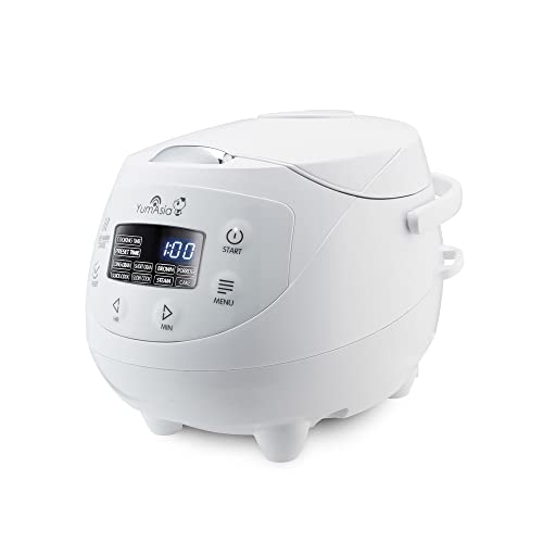 Yum Asia Panda Mini Rice Cooker With Ninja Ceramic Bowl and Advanced Fuzzy Logic (3.5 cup, 0.63 litre) 4 Rice Cooking Functions, 4 Multicooker functions, Motouch LED display - 120V (Arctic White) - Arctic White