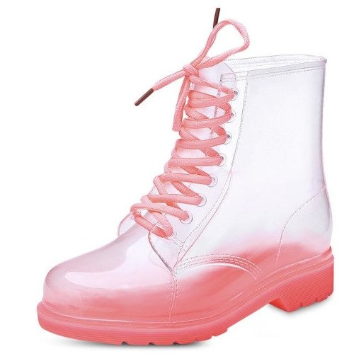 Transparent Rain Booties - Red/Pink / 9