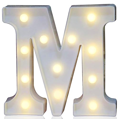 Pooqla LED Marquee Letter Lights Sign, Light Up Alphabet Letter for Home Party Wedding Decoration M - Letter M