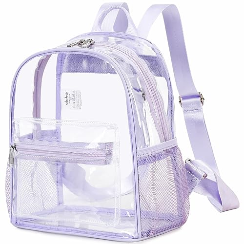 abshoo Clear Mini backpack Stadium Approved 12x12x6 Clear Bag Transparent Small Backpacks (Purple) - Purple