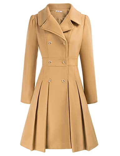GRACE KARIN Women's Trench Coat Notch Lapel Double Breasted Thick A Line Pea Coats Jacket with Pockets(S-2XL) - XX-Large - Khaki