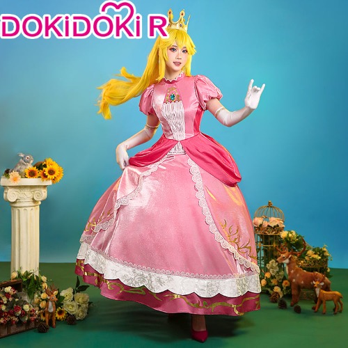 【Size S-3XL】DokiDoki-R Game Mario Cosplay Princess Peach Cosplay Costume / Crown | M-PRESALE