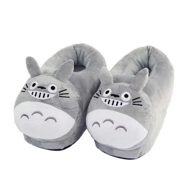 Gray Raccoon Slippers Plush Animal House Slippers Tanuki Shoes