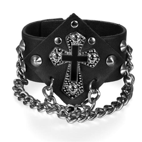 Black Chain Cross Bracelet