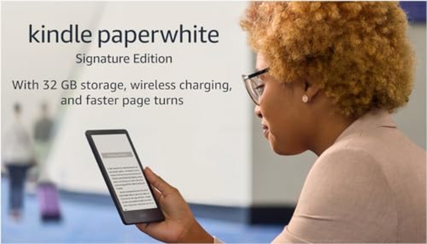 Amazon Kindle Paperwhite Signature Edition (32 GB) – With auto-adjusting front light, wireless charging, 6.8“ display, and up to 10 weeks of battery life – Without Lockscreen Ads – Black - Black - Without Kindle Unlimited - Without Lockscreen Ads