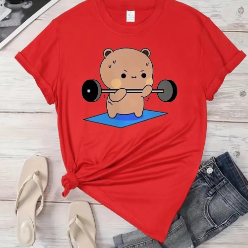 Dudu & Bubu Women's Gym T-Shirt for Comfortable Workouts - Red / S(4)