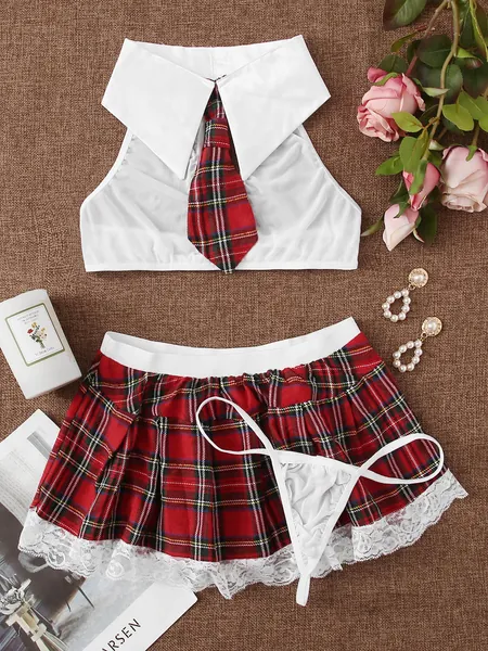 3pack Tartan Costume Set With Thong