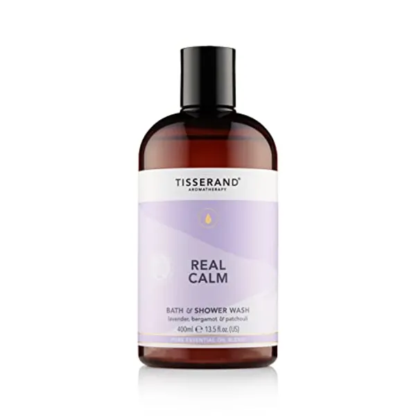 Tisserand Aromatherapy - Real Calm Bath & Shower Wash - 100% pure essential oil - Lavender, Bergamot, and Patchouli - Calming aromatherapy - 400ml