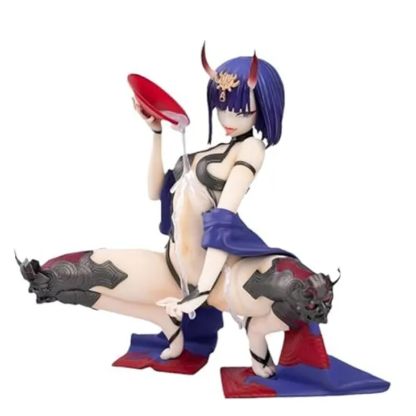 Shuten Doji Figure, Squating Taking Wine Bowl Figurine (14cm/5.5inch)