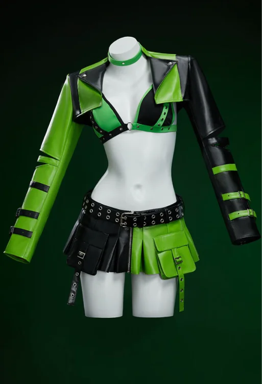 Green Menace Gothic PU Leather Lingerie Set