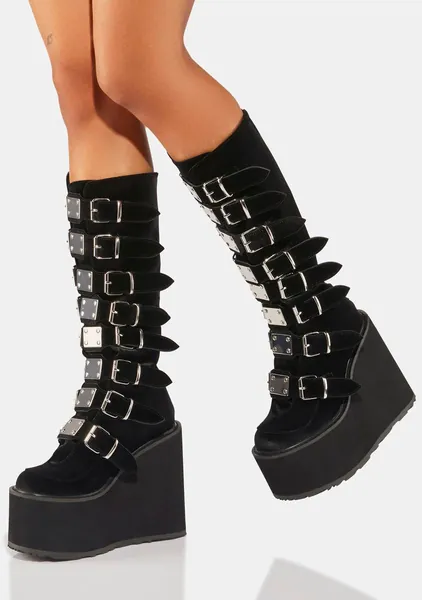 Black Velvet Trinity Boots | US 6