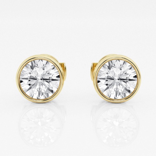 Round Bezel Studs - 0.5 / Gold 14k
