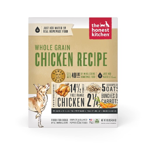 The Honest Kitchen Human Grade Dehydrated Whole Grain Dog Food – Complete Meal or Topper – Chicken 10 lb (makes 40 lbs) - Chicken - 10 Pound (Pack of 1)