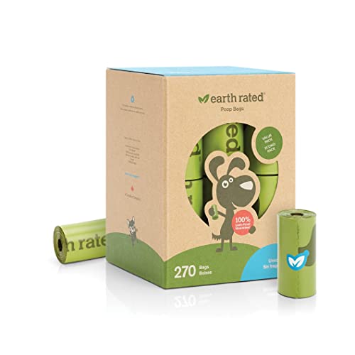 Earth Rated Dog Poop Bags, New Look, Guaranteed Leak Proof and Extra Thick Waste Bag Refill Rolls For Dogs, Unscented, 270 Count - 270 Bags - Unscented