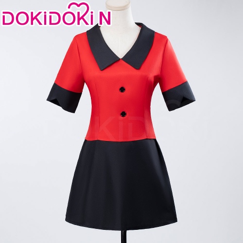 【Size S-2XL】DokiDoki-N Anime Hell Hotel Cosplay Costume Red Blouse Black Dress | Costume Only-2XL-In Stock