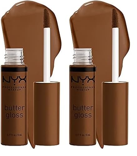 NYX PROFESSIONAL MAKEUP Butter Gloss Brown Sugar, Non-Sticky Lip Gloss - Caramelt (Medium Brown) (Pack of 2) - 50 Caramelt - 0.27 Fl Oz (Pack of 2)