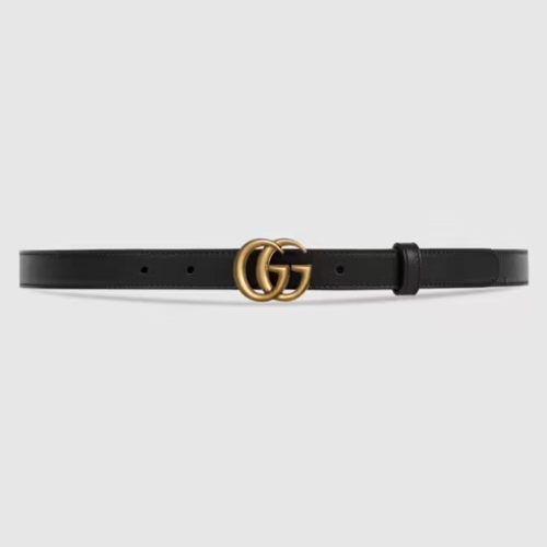 Leather belt with Double G buckle