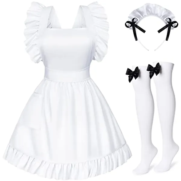 TOKYO REVENGERS Adjustable Retro Ruffle Maid Costume Apron Pockets With French headdress Socks set