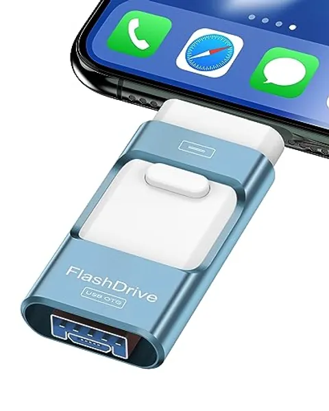 256GB Flash Drive for iPhone Photo Stick,Thumb Drive USB Stick High Speed Transfer USB Drives External Picture Video Storage Memory Expansion for iPhone/iPad/PC (Blue)
