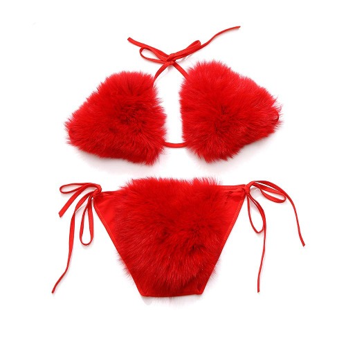 Red Fluffy Bikini
