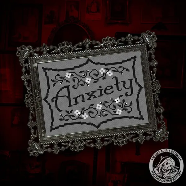 Anxiety - Gothic Cross Stitch Pattern - Art Nouveau Cross Stitch - Victorian Cross Stitch - Goth Cross Stitch - Mental Health - Digital PDF