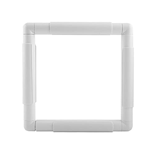 Metuynm Small Square Embroidery Hoop, 8inch Plastic Cross Stitch Frame Clip White DIY Sewing Tools Hoops Craft Embroidery Snap Frame Hoop for Cross Stitching Quilting, Needlepoint, Silk-Painting - 8 x 8 inch