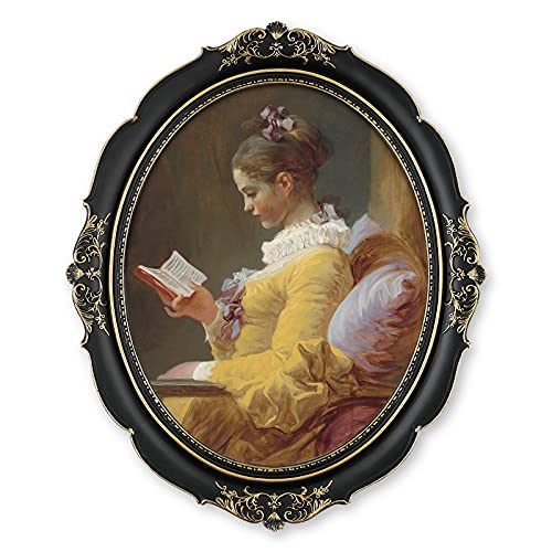 SIMON'S SHOP 8x10 Picture Frame Vintage Style Oval Frame with Glass, Wall and Tabletop Photo Frame (Black & Gold) - 8x10 - Black & Gold