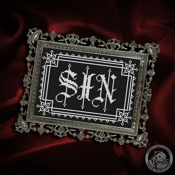 Sin - Gothic Cross Stitch Pattern - Art Nouveau Cross Stitch- Victorian Cross Stitch - Goth Cross Stitch - Satanic Cross Stitch Digital PDF