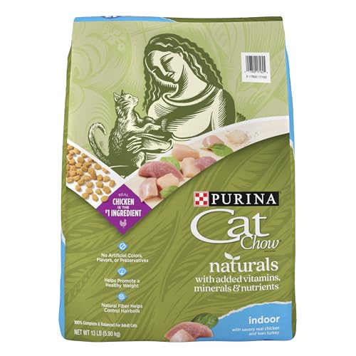 Purina Cat Chow Hairball, Healthy Weight, Indoor, Natural Dry Cat Food, Naturals Indoor - 13 lb. Bag - Dry Food - 13 Pound (Pack of 1)
