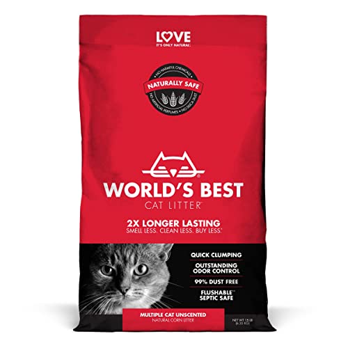 WORLD'S BEST CAT LITTER Multiple Cat Unscented 15 Pounds - 15 Pound