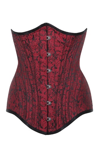 Red and Black Brocade Underbust | 28" Corset (Suitable for 31-32" Natural Waist)