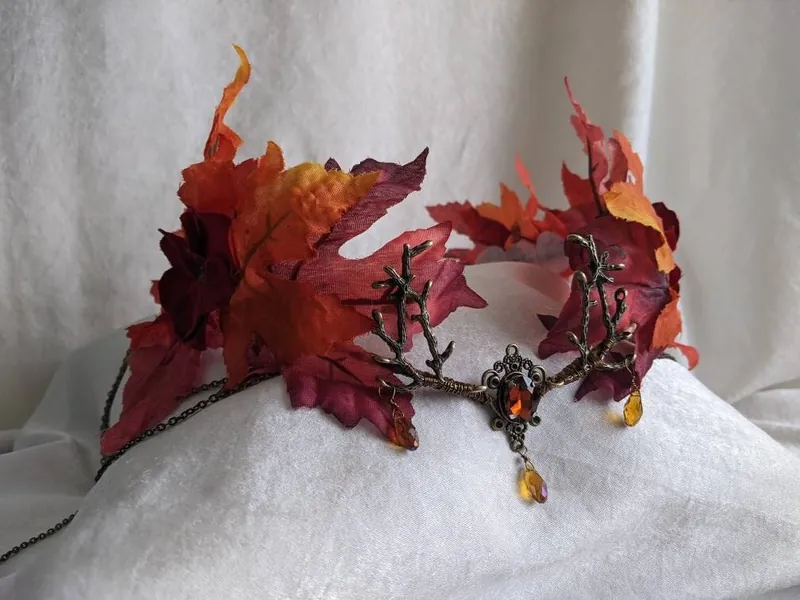 Autumnal Burgundy and Orange Tiara