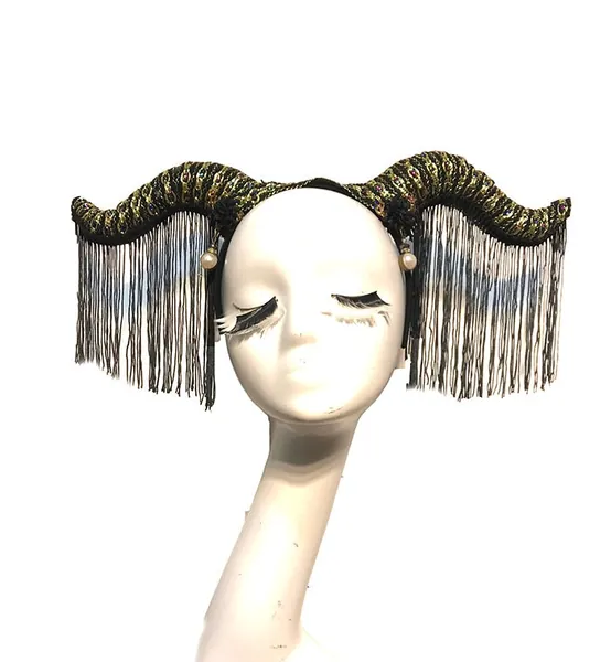Tassel Horn Head Band | Black Horn Headdress | Stage Head Piece | Photo Shoot Headdress