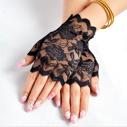 Fingerless lace gloves | Black