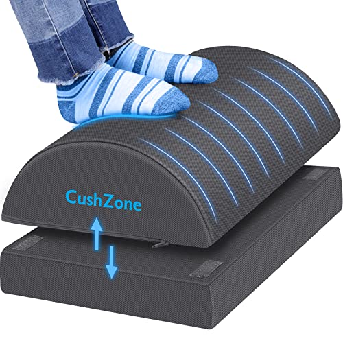 CushZone Foot Rest for Under Desk at Work Adjustable Foam for Office, Home, Work, Gaming, Computer, Gift,Office Accessories Back & Hip Pain Relief Micromesh (Grey) - Gray - B-17" Medium Size