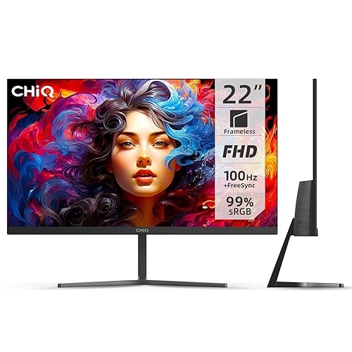 CHiQ 22F650, 22 Inch Monitor, PC Monitor, FHD(1920x1080), 100Hz, Ultra Slim, 99% sRGB, HDMI, VGA, 2024 New - 22 Inch 100Hz