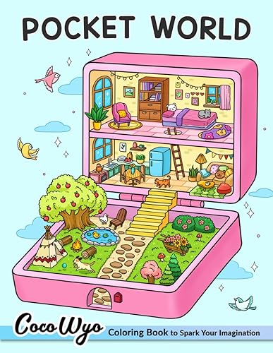 Pocket World: Adult Coloring Book with Miniature Worlds inside Tiny Items for Relaxation and Stress Relief