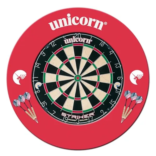 Unicorn Dartboard & Backboard Surround | Striker | Sisal Bristle Board & Lightweight Injection Moulded EVA Plastic Surround | with 2 Sets of Darts