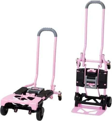 Cosco 12222PNG1E 300-Pound Capacity Cart, Pink Shifter Multi-Position Heavy Duty Folding Hand Truck and Dolly - Pink - Cart