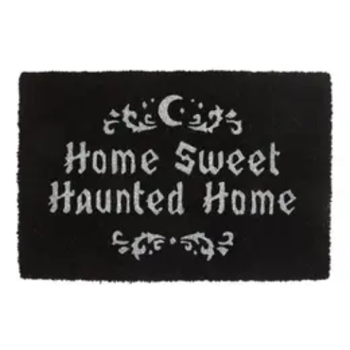 Black Home Sweet Haunted Home Coir Doormat - Ideal for High Foot Traffic Areas