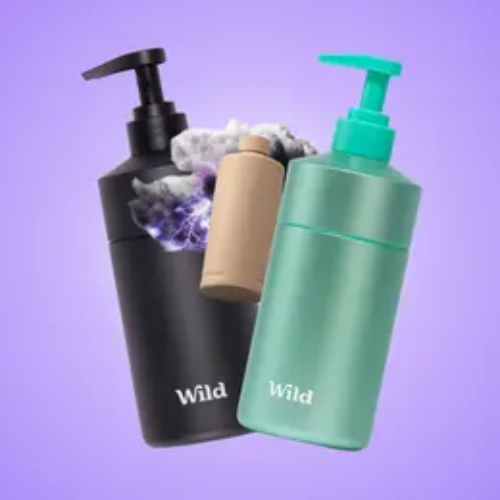 Wild: Aqua or Black Body Wash Case with Thunderstorm Body Wash Refill, Comforting and Cleansing Shower Gel 