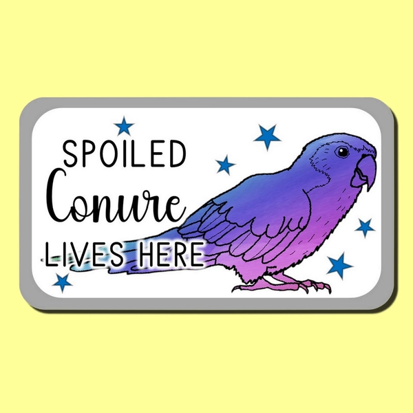 Spoiled Conure Lives Here Novelty Decorative Sign for Bird Owners